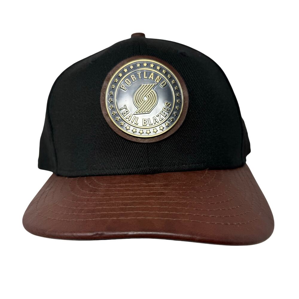 Portland Trail Blazers Snapback Hat Black Logo Brown Bill Adjustable